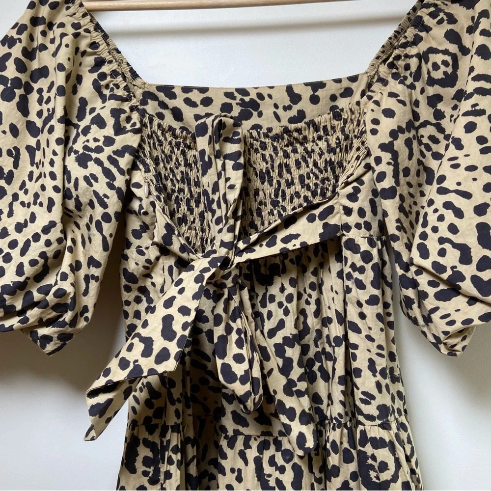 Faithfull The Brand Shamari Animal Print Tulienne Mini Dress Small Animal Print